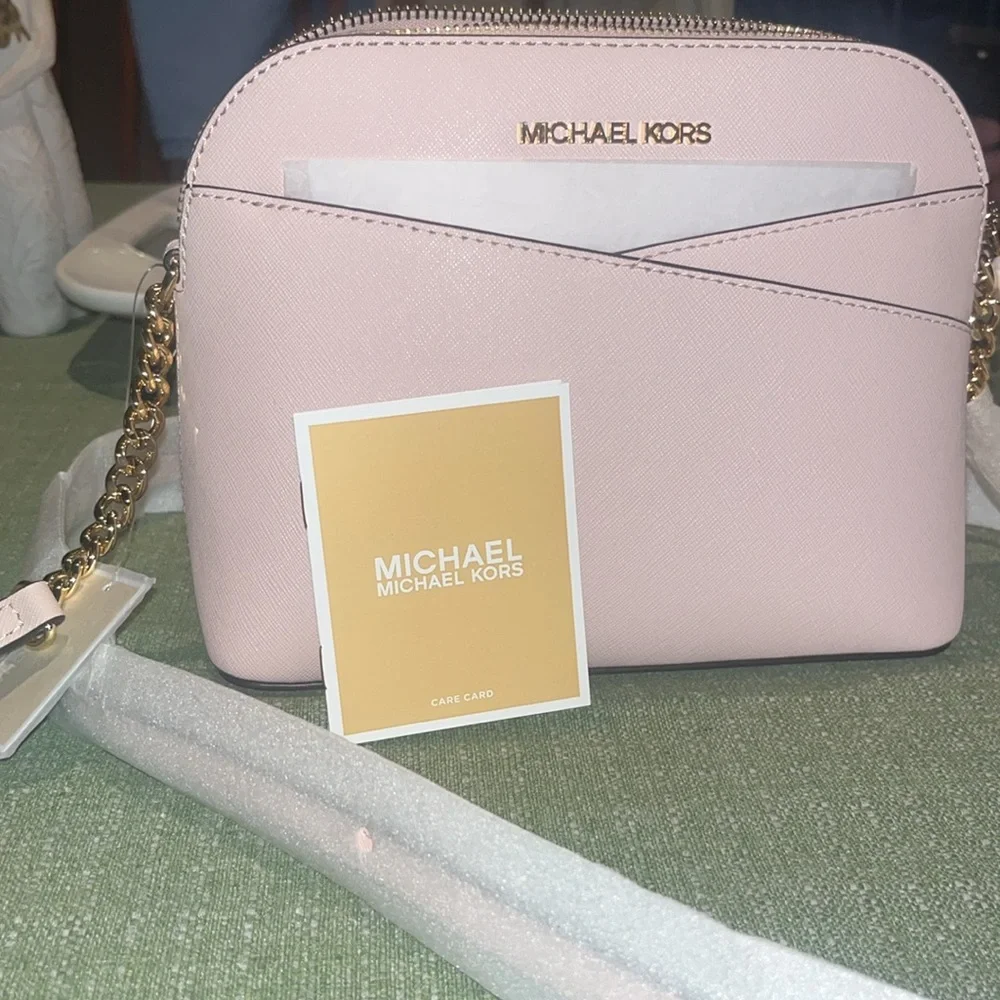 Michael Kors Jet Set Travel Medium Dome Blush Pink Adjustable Crossbody NWT